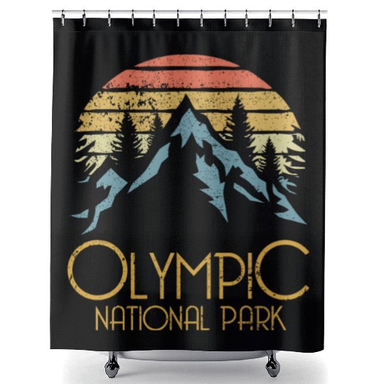 Retro Olympic National Park Washington Mountains S Shower Curtains