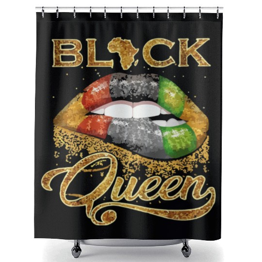 Black queen lips Shower Curtains