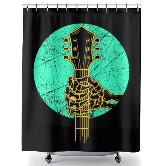 Bass Guitar Skeleton Shower Curtains