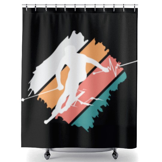 ski skiing winter sports mountains funny snow reso Shower Curtains