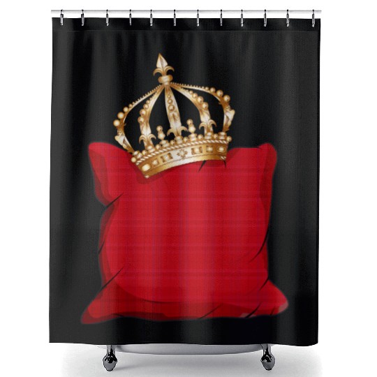 red royal checked pillow with golden crown Shower Curtains