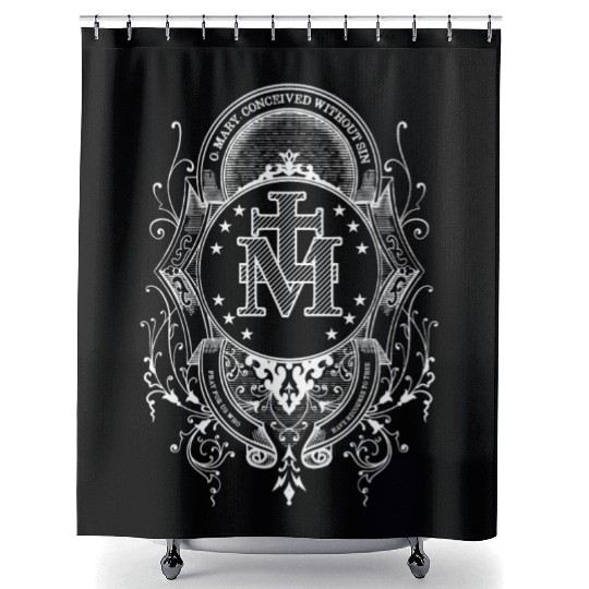 Miraculous Medal Our Lady Of Grace Blessed Mary Ca Shower Curtains