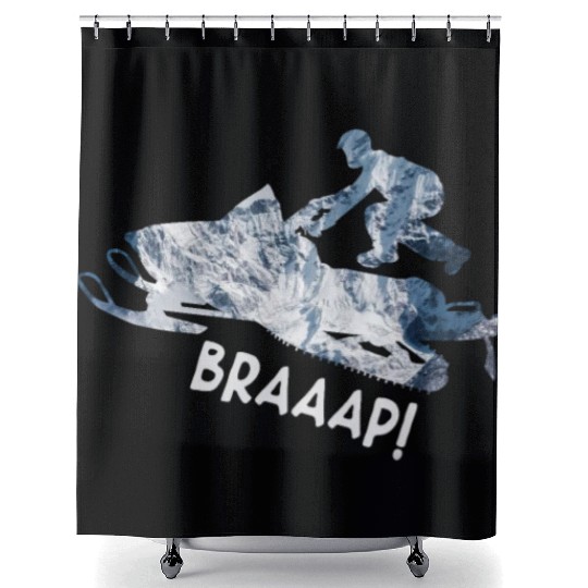 Novelty Snowmobile Gifts Winter Snow Bike Lovers Shower Curtains