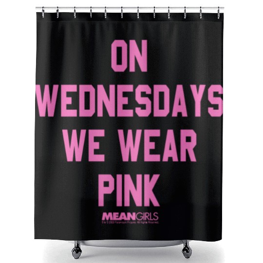 Mean Girls Pink On Wednesday Square Text Shower Curtains
