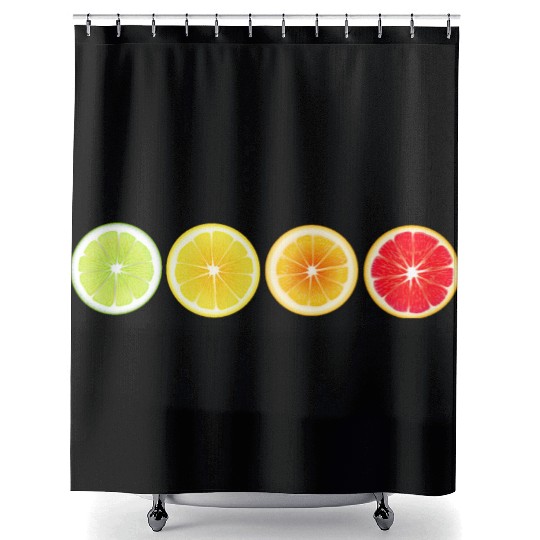 Lime Lemon Orange Vitamin Citrus Wheels of a Shower Curtains