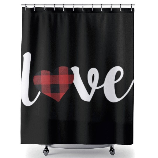 2020 Love Heart Graphic Shower Curtains