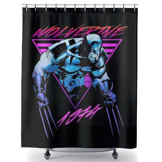 M-a-r-v-e-l W-o-l-verine Neon Retro Logan Graphic Shower Curtains
