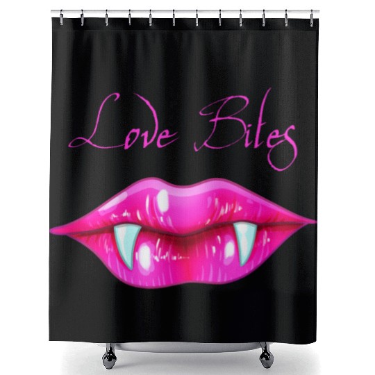 Pastel Goth Love Bites Vampire Lips Valentine Shower Curtains