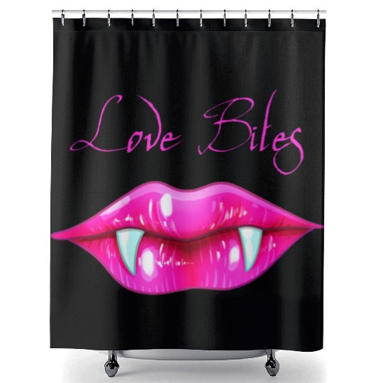 Pastel Goth Love Bites Vampire Lips Valentine Shower Curtains