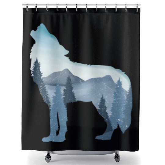 Alpha Wolf Art - Nature Background Shower Curtains