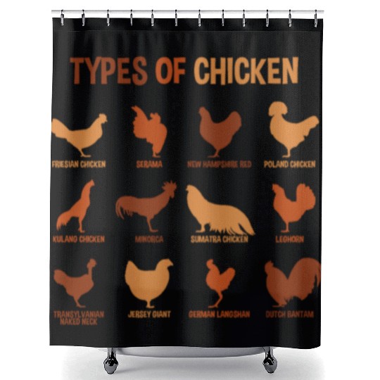 Types of Chickens, Funny Chicken Lover Farmer Shower Curtains