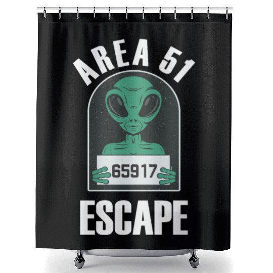 Area 51 Alien Mug Shot Escape Science Fiction Shower Curtains