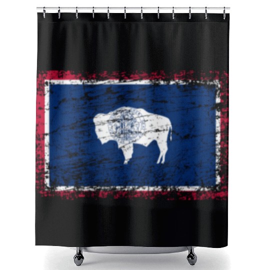 Wyoming ensign flag used look Shower Curtains