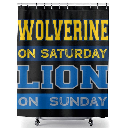 Wolverine on Saturday Lion on Sunday Detroit Shower Curtains