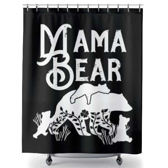 Mama Bear Mom Bear 3 cubs Momma Bear Momlife Shower Curtains