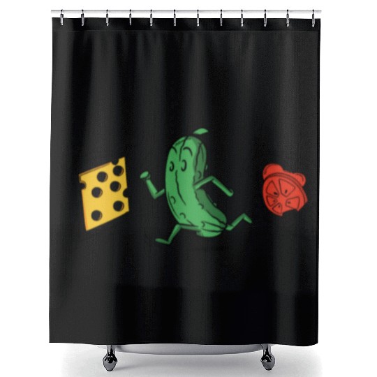 Baseball Pickle Runner Tomato Cheese Sandwich Joke Shower Curtains