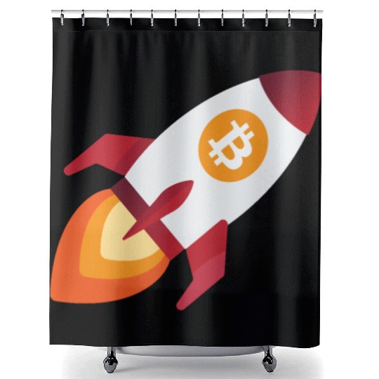 Bitcoin Rocket - cryptocurrency crypto Bitcoins Shower Curtains
