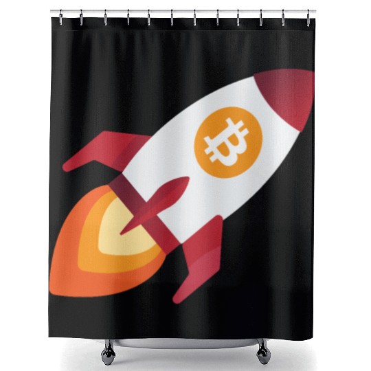 Bitcoin Rocket - cryptocurrency crypto Bitcoins Shower Curtains