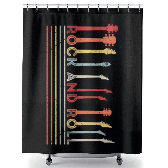 Classic Rock And Roll Vintage Shower Curtains Concert Band