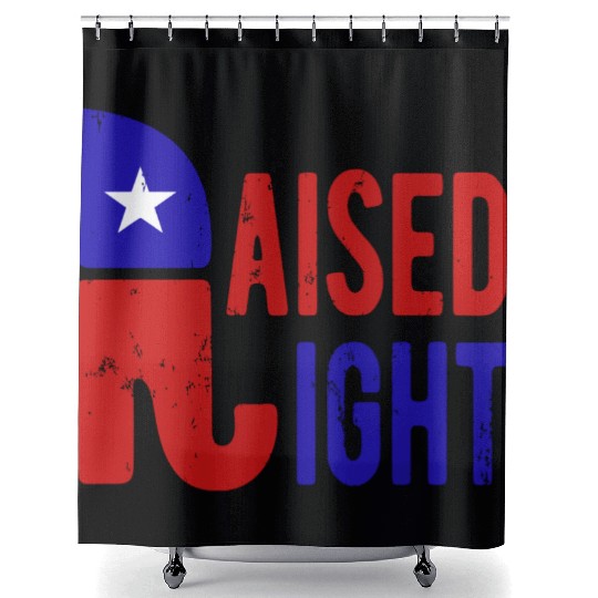 Raised Right Proud Republican Elephant Logo Usa Shower Curtains