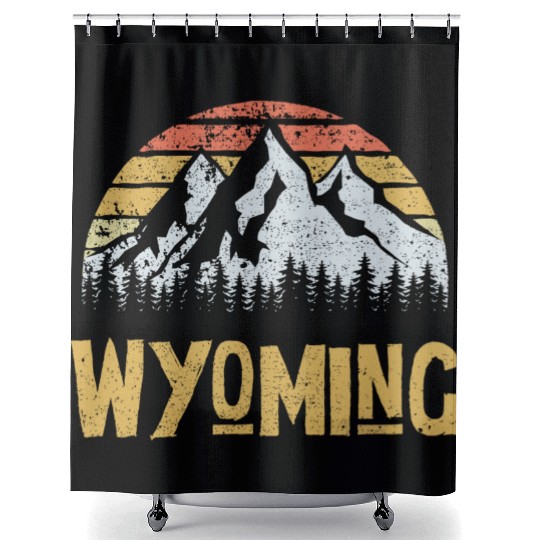 Vintage Retro Wy Wyoming Us Mountain State Shower Curtains