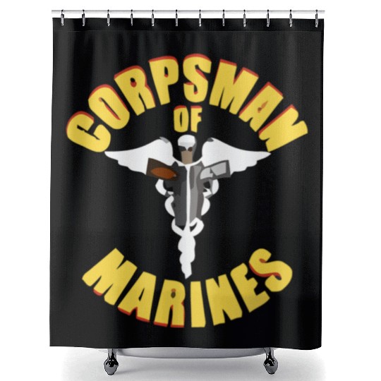 Us Navy Corpsman 8404 Fmf Veteran Front & Back Des Shower Curtains