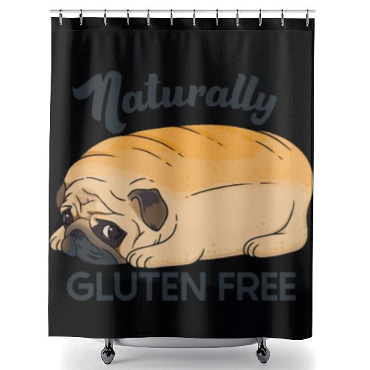 GLUTEN FREE CUTE PUG BREAD Shower Curtains