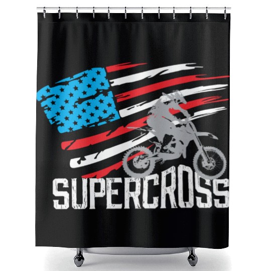 Supercross Motocross Racing Biker Shower Curtains