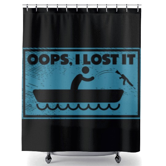 Boating Gun Oops I Lost it Weapons Pew Guns Shower Curtains