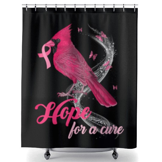 Breast Cancer Cardinal bird hope for a cure Shower Curtains