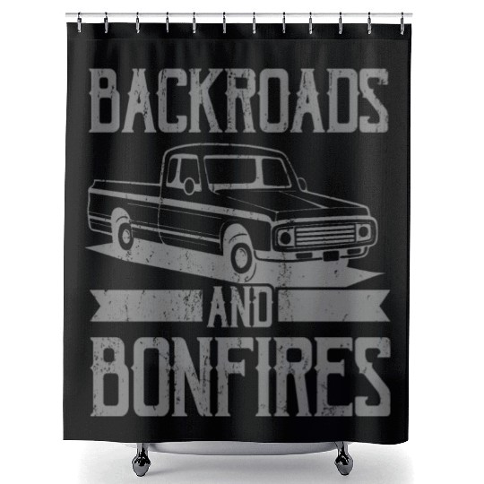 BACKROADS AND BONFIRES Square Body Truck Pickup Shower Curtains