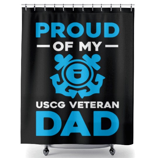 Proud Of My USCG Veteran Dad Coast Guard Shower Curtains