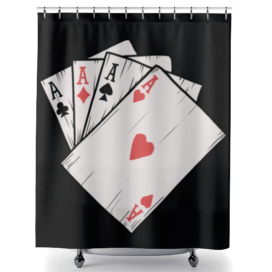 Traditional Tattoo Four Aces Playing Card Game Shower Curtains