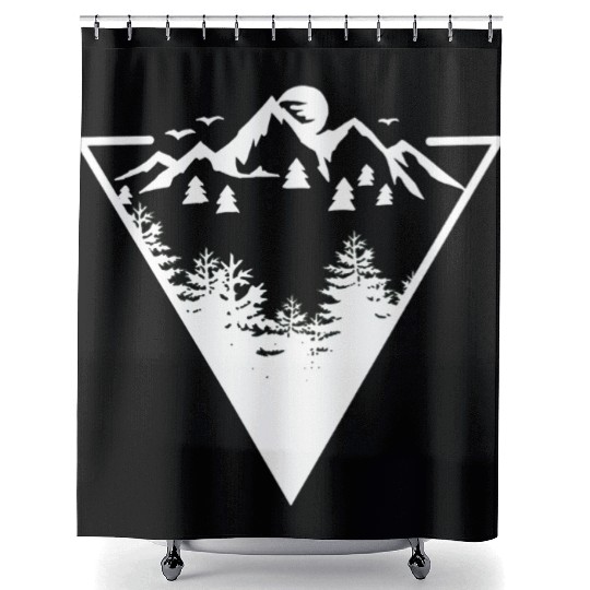 Triangle frame artwork with wilderness landscape Shower Curtains