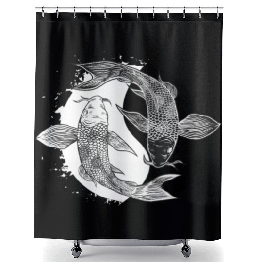 Koi Fish Yin Yang Symbol Harmony Taoism China Gift Shower Curtains
