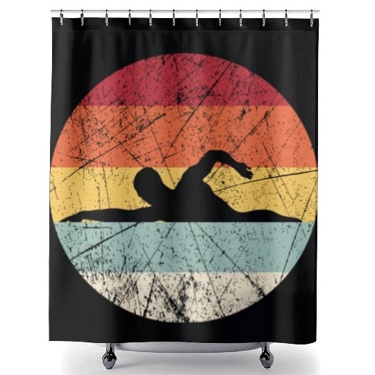 Vintage Swim Crawl Retro Swimming Gift Front Crawl Shower Curtains
