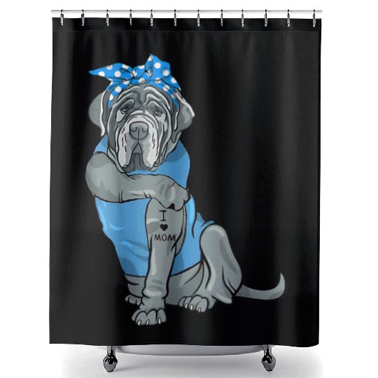 Neapolitan Mastiff Dog Tattoo I Love Mom Shower Curtains