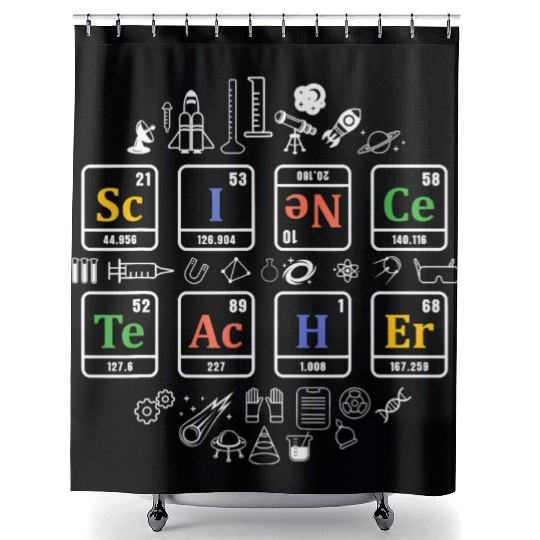 Science teacher periodic table chemistry elements Shower Curtains