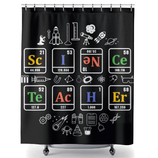 Science teacher periodic table chemistry elements Shower Curtains