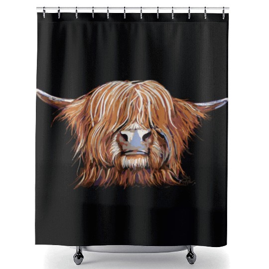 Highland Cow Print Animal Print ' Charmer ' Shower Curtains
