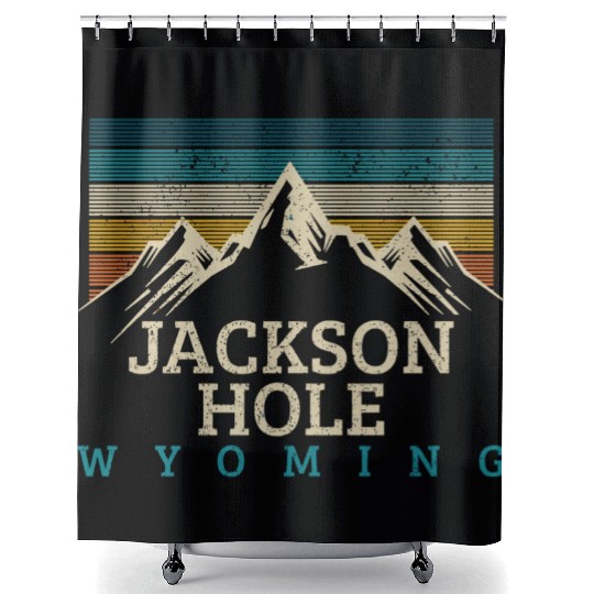 Jackson Hole Wyoming Vintage Mountains Nature Souv Shower Curtains