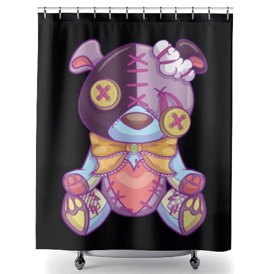 Pastel Goth Teddy Bear Japanese Anime Kawaii Shower Curtains