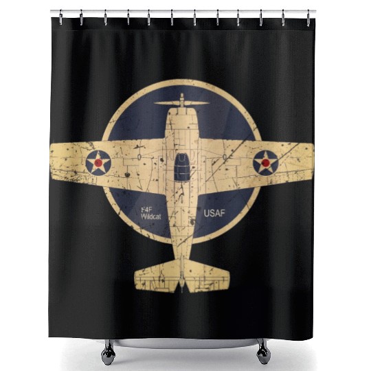 F4F Wildcat WW2 Aircraft USAF Shower Curtains