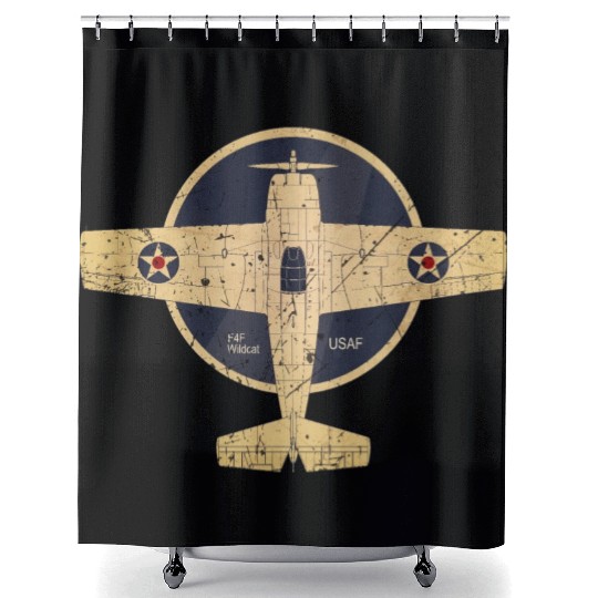 F4F Wildcat WW2 Aircraft USAF Shower Curtains