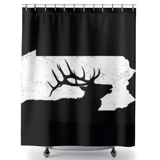 Pennsylvania Elk Hunting Bull Elk PA State Shape Shower Curtains