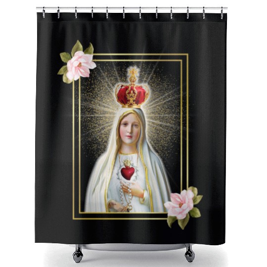 Immaculate Heart of Our Lady of Fatima Virgen Mary Shower Curtains