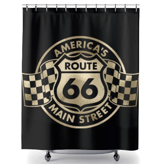 Route 66 America'S Main Street Glam Shower Curtains