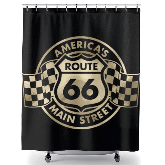 Route 66 America'S Main Street Glam Shower Curtains