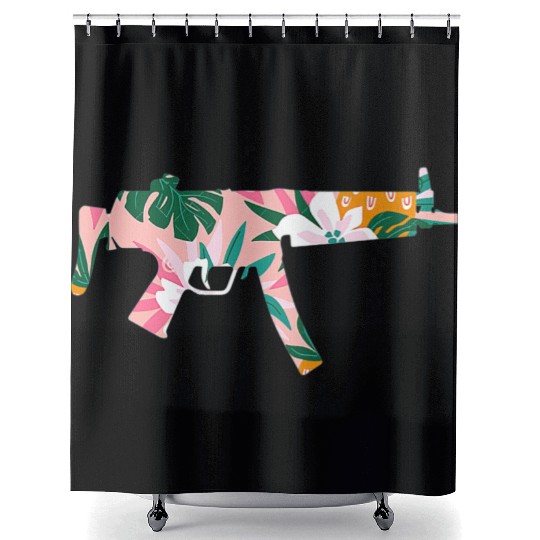 Tropical Gun Lover Firearm Beach Hawaiian Gift Shower Curtains