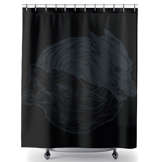 Wolf yin yang meditation philosophy symbol Shower Curtains